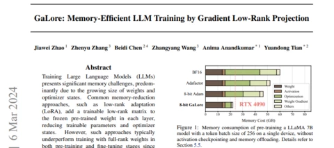 Llama 7B #LLM trained on a single consumer-grade GPU (RTX 4090) with only 24GB memory