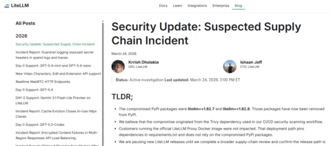 LiteLLM: Suspected Supply Chain Incident