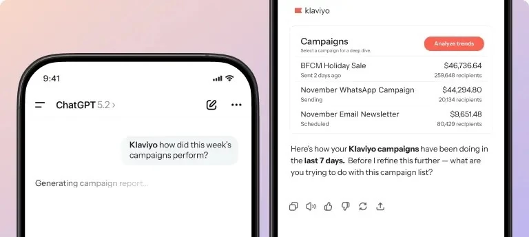 ChatGPT and claude klaviyo app