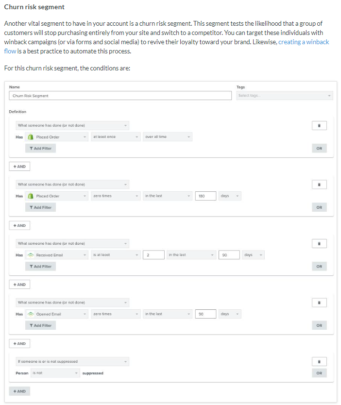 How to setup proper winback flow for my segmentations? | Klaviyo