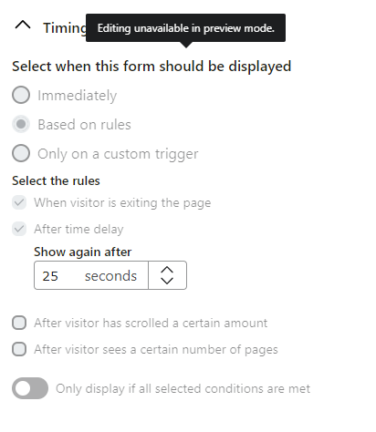 Sign up form shows up right away, even though I want to appear it