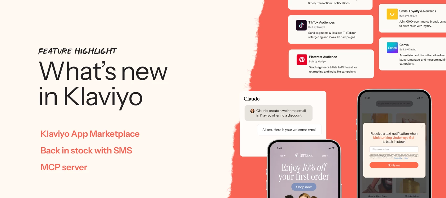 Let's get personal! New features now live: App Marketplace, MCP Server, and Back in Stock with SMS