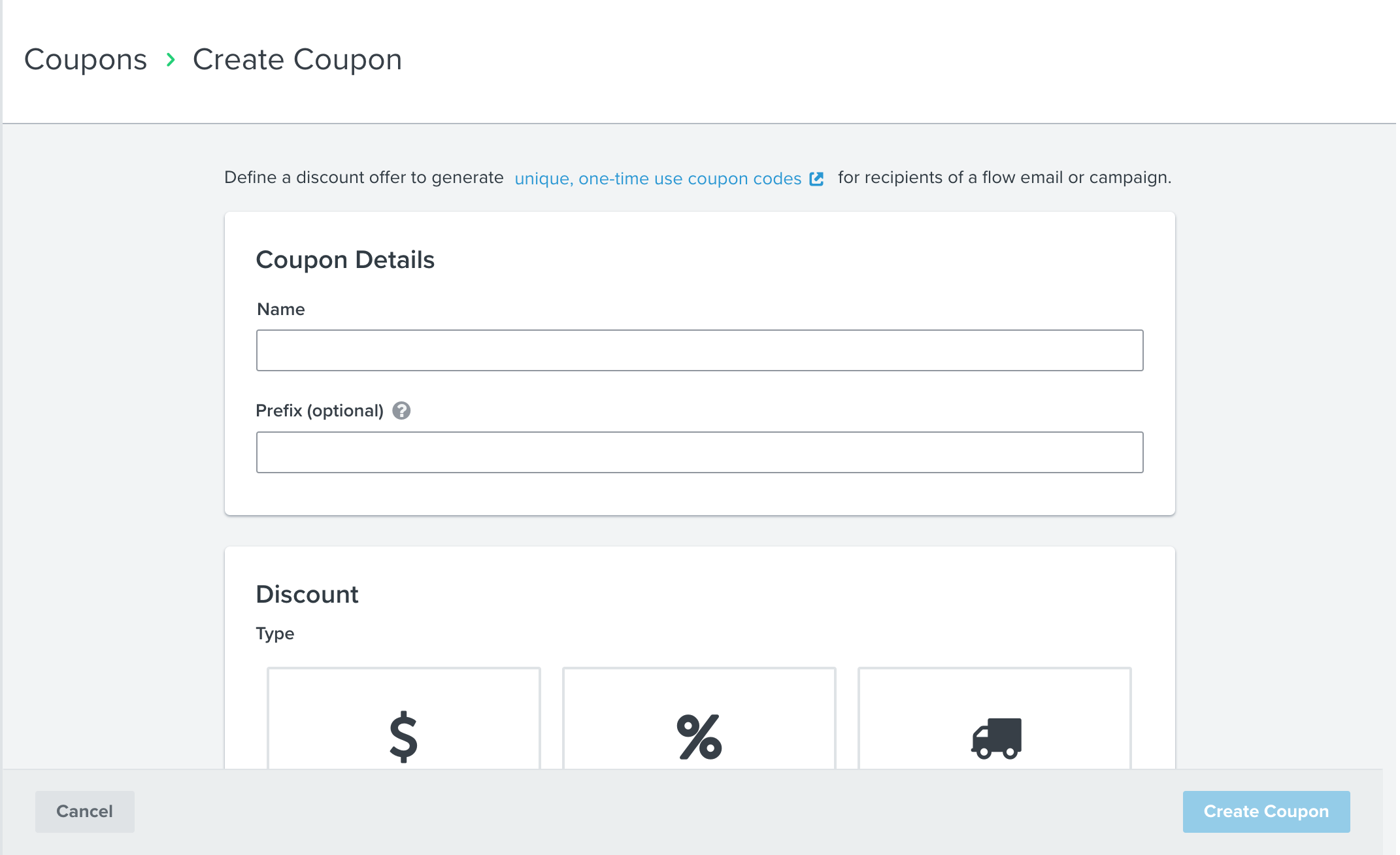 How to create a coupon 