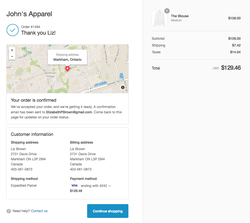 shopify order status page api