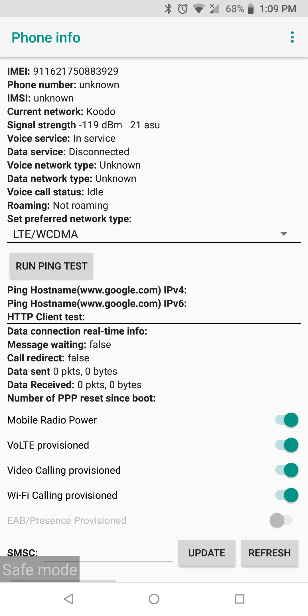 Mobile Data Network Type Unknown