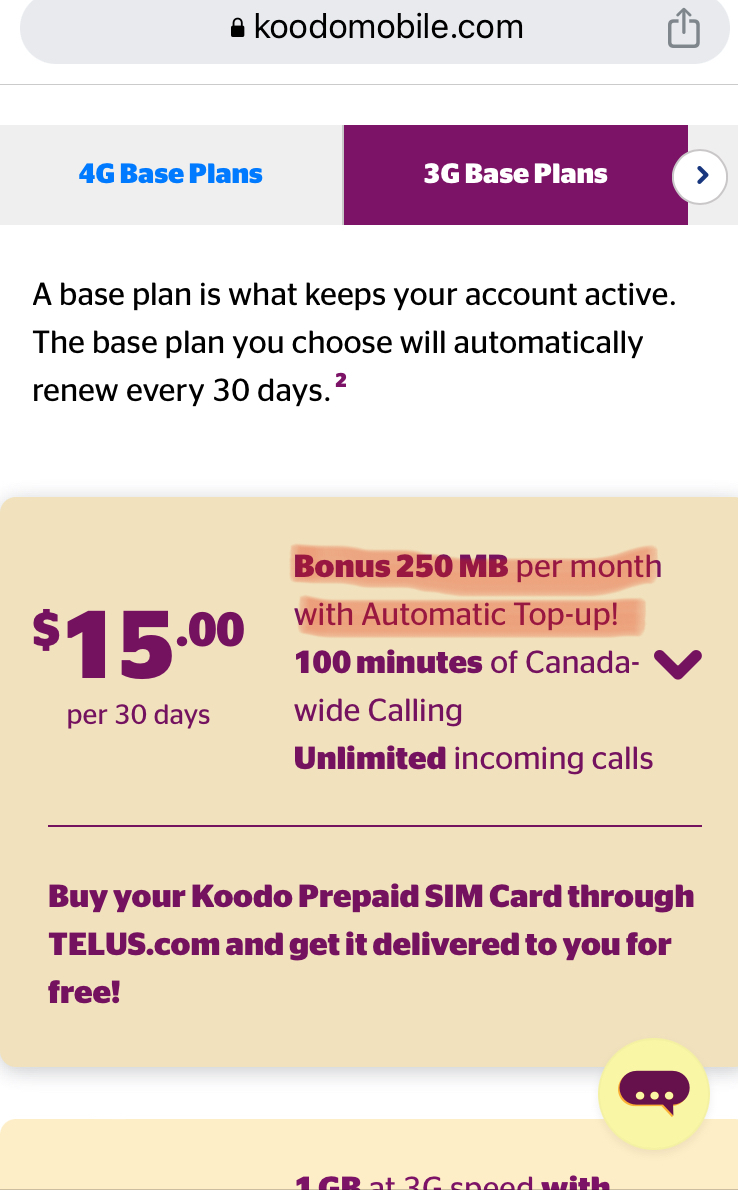 koodo 15 dollar plan