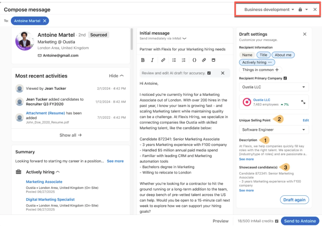 AI-Assisted InMail feature