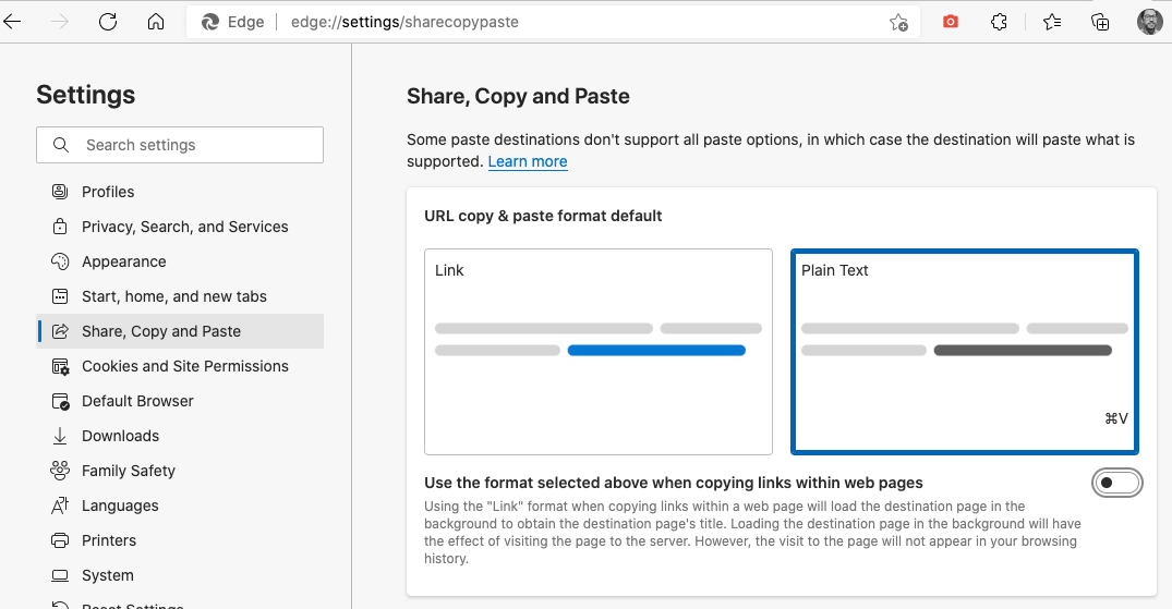 Share links and set preview preferences