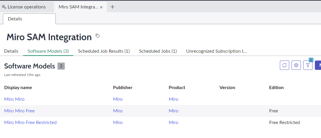 Servicenow Sam Integration Only One Software Model Synced Miro 