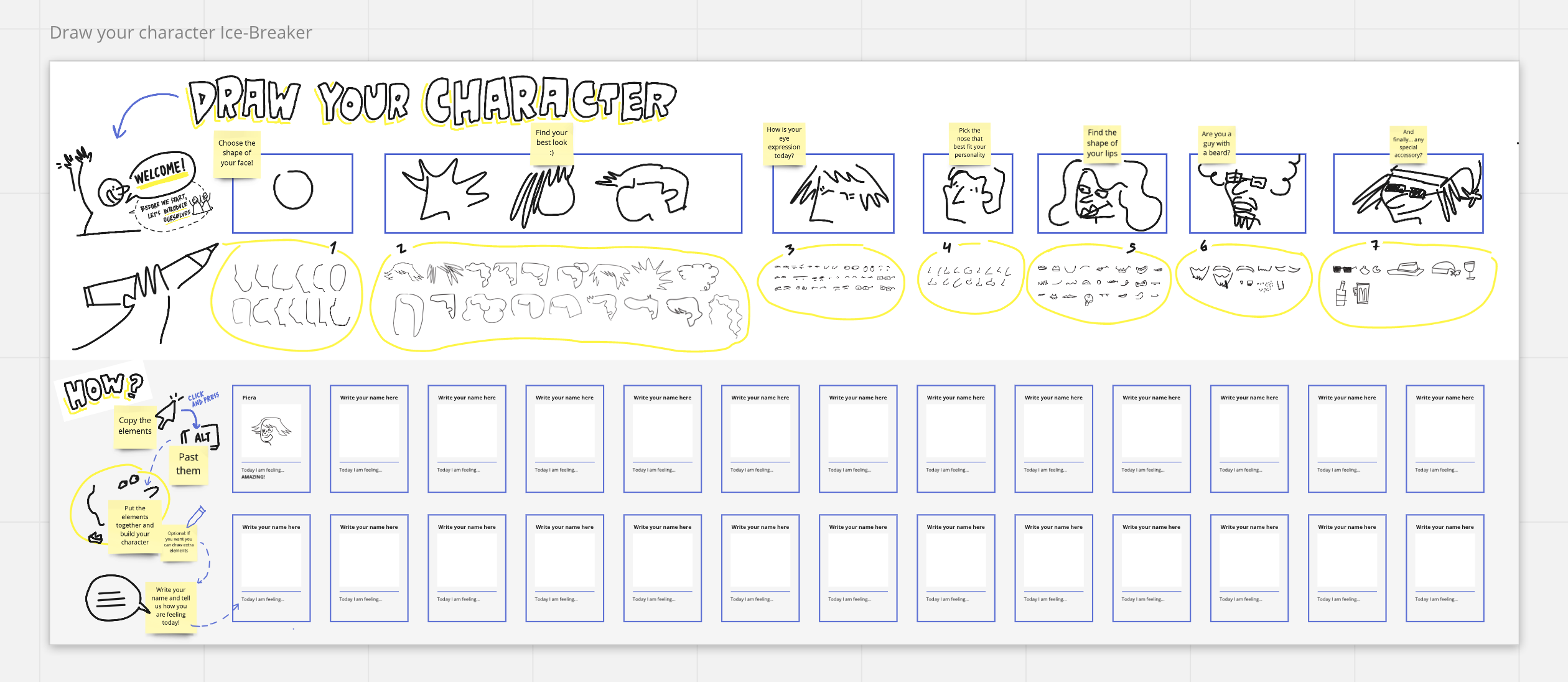 Think Links icebreakers a Miro board template that you can use