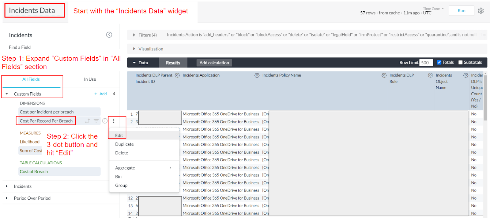 Reduction of Risk Dashboard- Customization