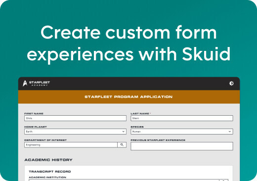 Create custom form experiences with Skuid - Starfleet Program Application