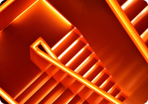 Shiny, orange, infinite stairs