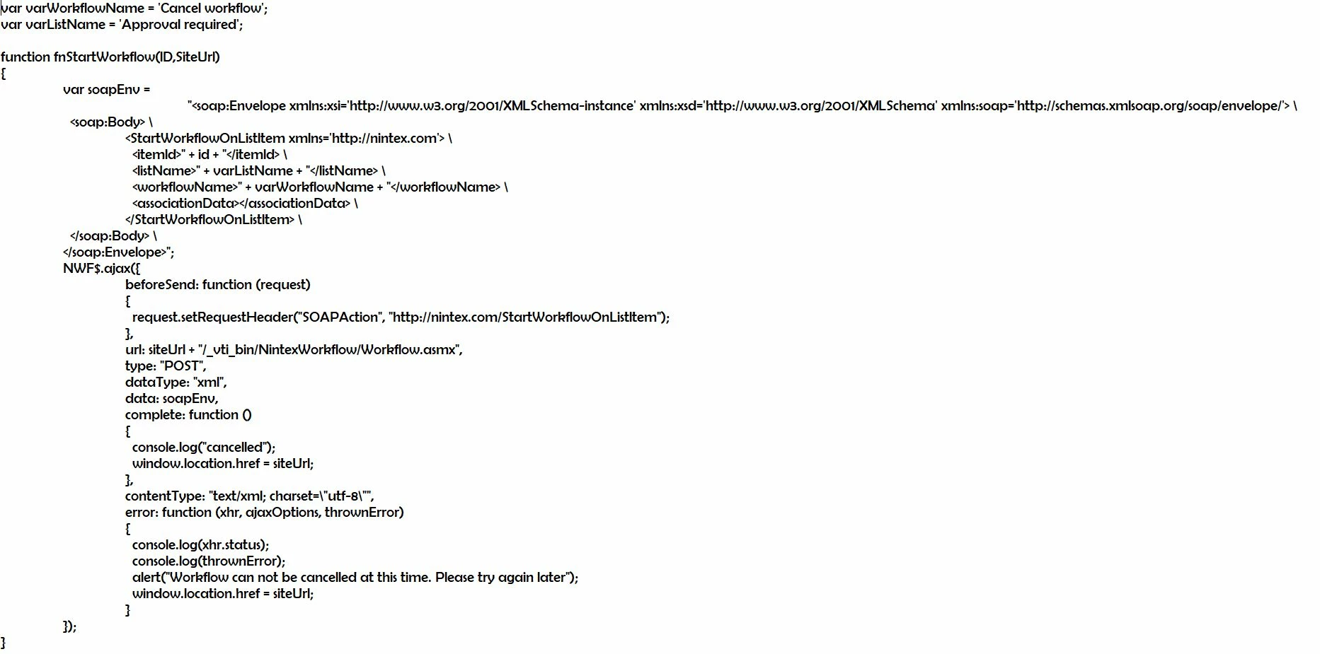 Javascript link to cancel request while status In progress and end all