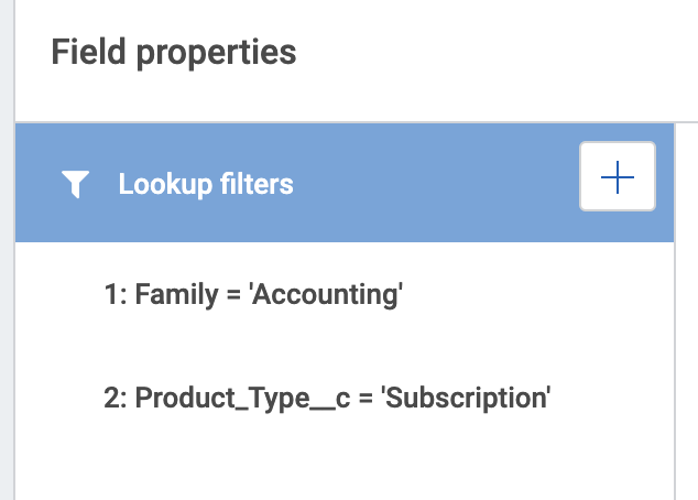 Screenshot: 2 lookup filters that will be applied together