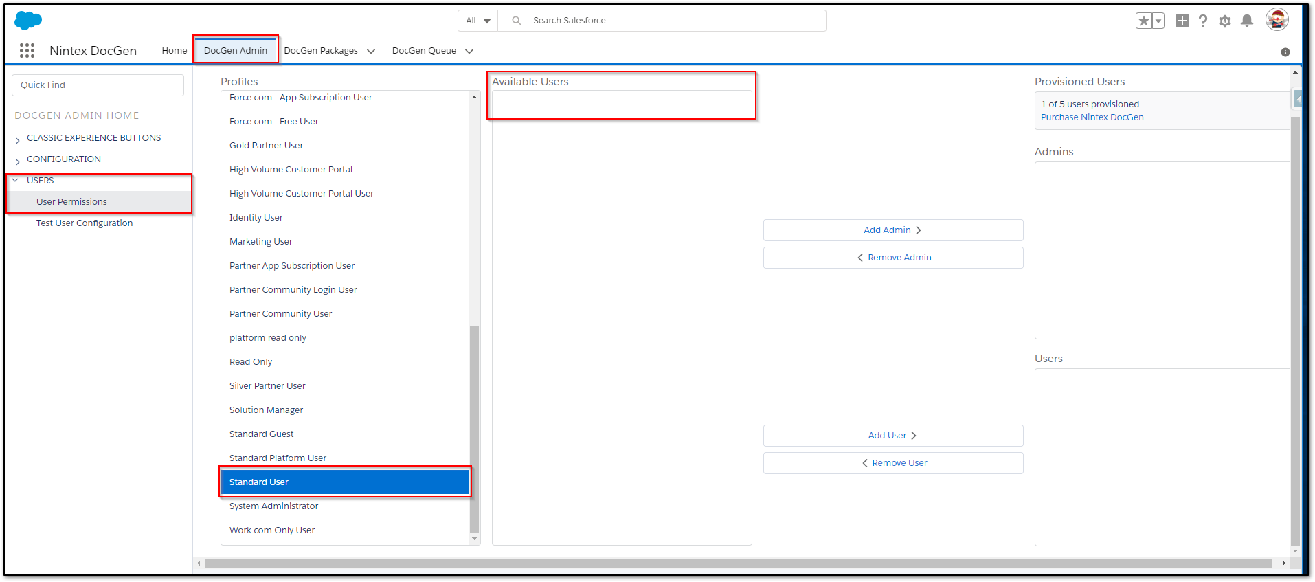 Drawloop - User not available under Profile to add Permissions 