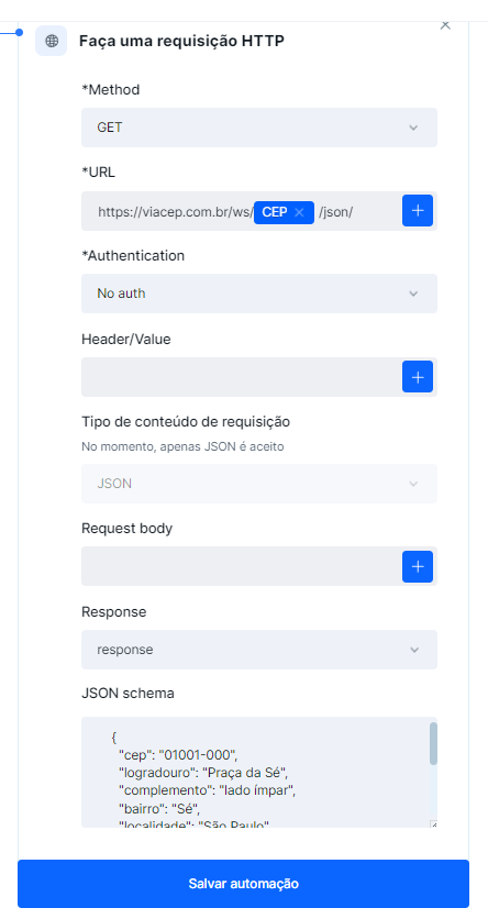 Requisições HTTP para consultar CEP