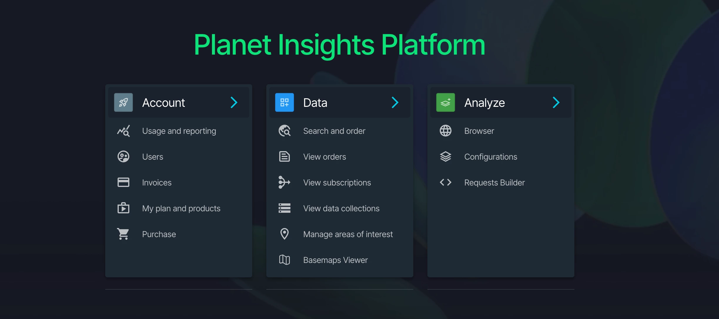 Planet Insights Platform Web Application