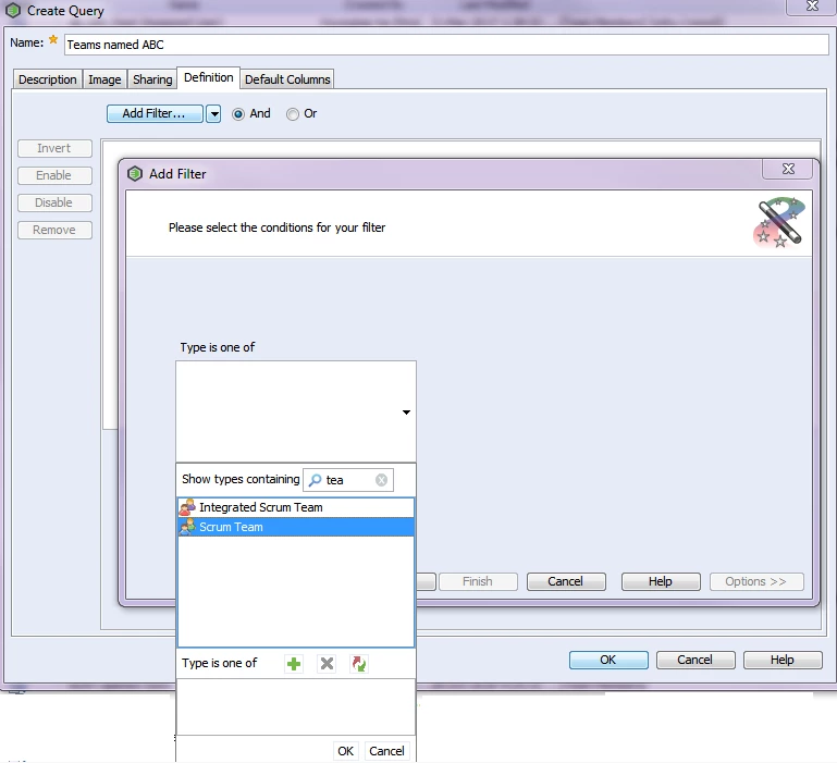 Select Type to query on
