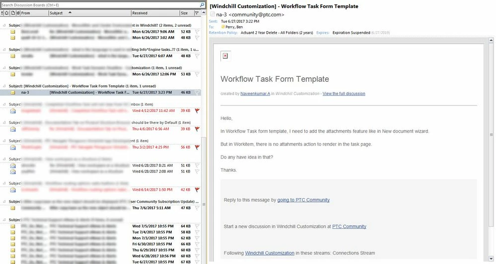 email notification of the topic in Jive