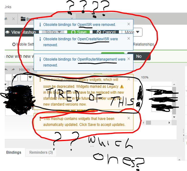 Screenshot of warnings.- no explanations given