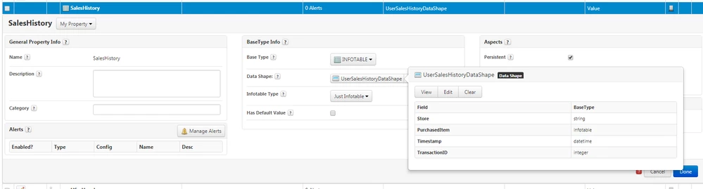 Infotabe propert within User Extension thing shape