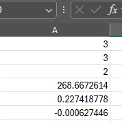 Excel view of CSV