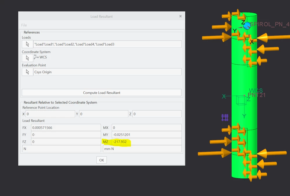 Confirm force balance residual is small enough.