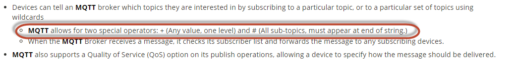 MQTT subscribe info