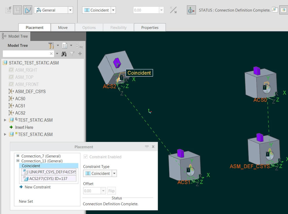 "Finalizing" the configuration of an instance of "TEST_STATIC.ASM"