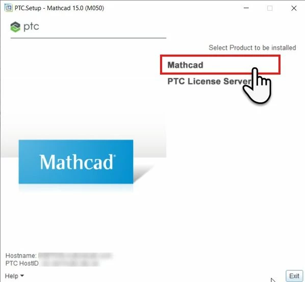 Seelct Mathcad as the Product to be Installed and select #Next
