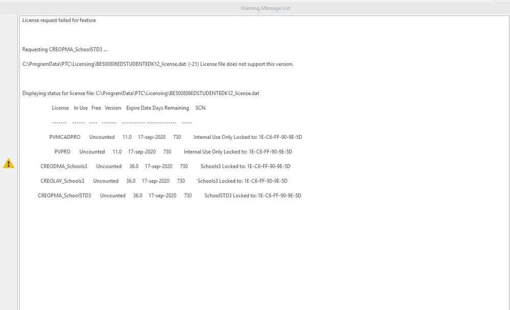Error I got yesterday