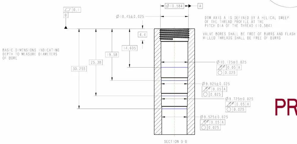 DRF and inspection dims for valve bore
