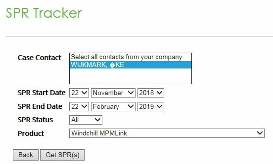 PTC eSupport SPR tracker search.JPG