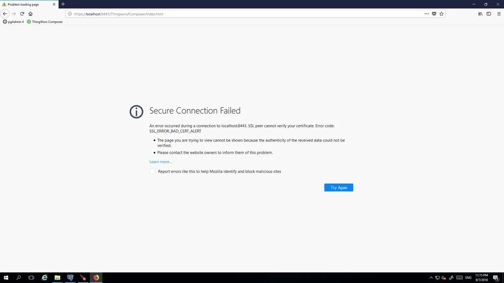 error when Thawte trial ssl certificate is used.