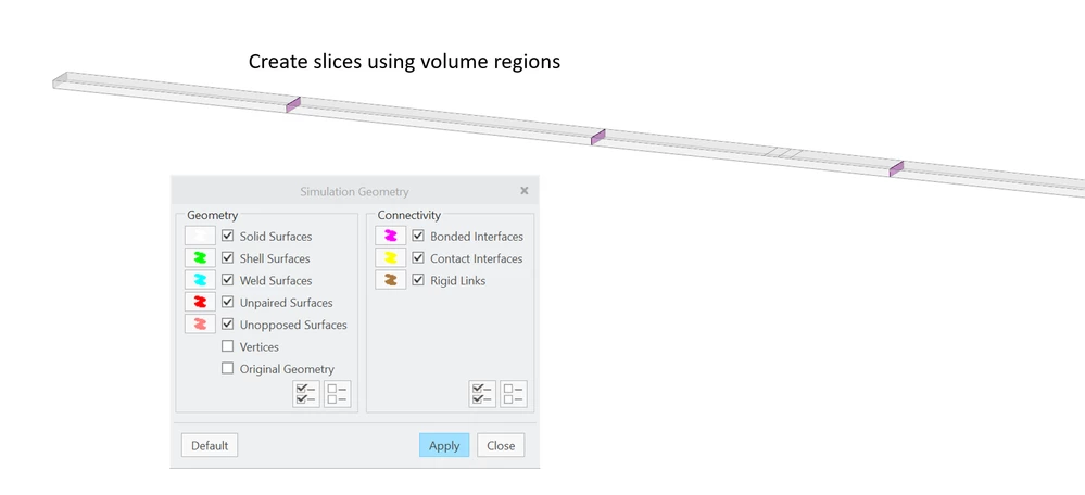 Volume regions for slices