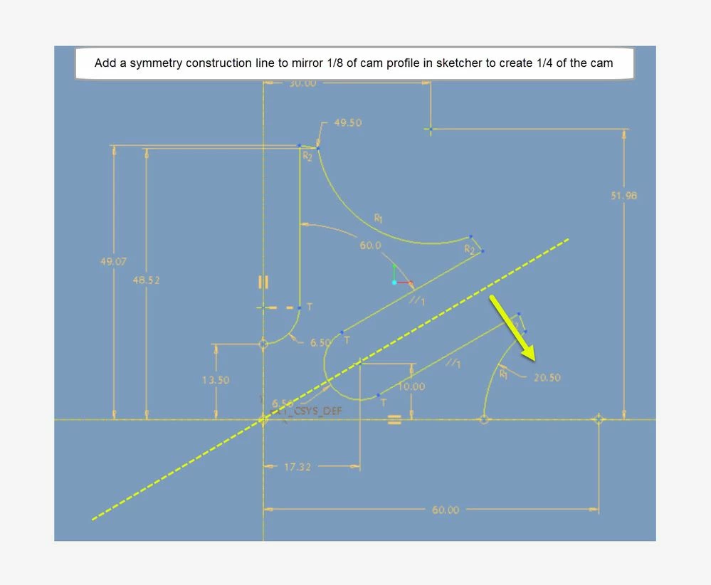 Use centerline to mirror sketch insuring symmetry