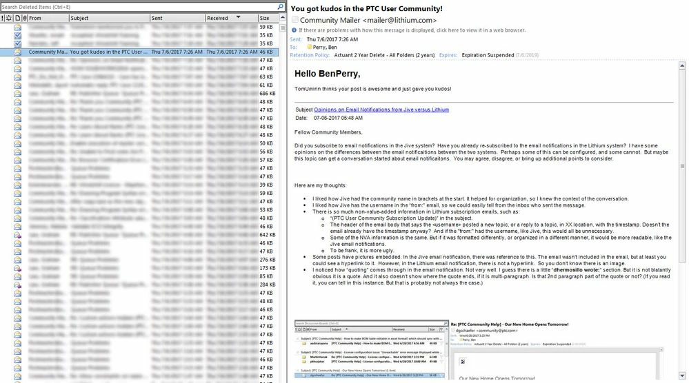 image of my post with embedded images coming through in the email notification