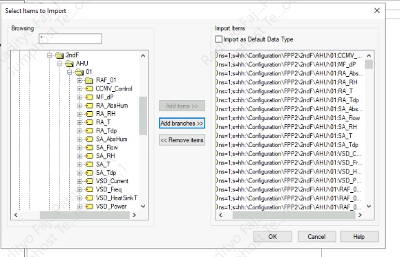 When try to import, the tags are shown in imported items