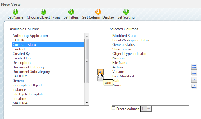 Compare Status Column Display