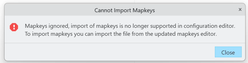 Erros message from executing a toggling mapkey