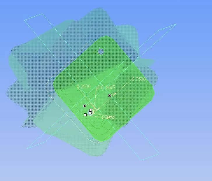 Editing a hole feature while in wireframe and moving the model.