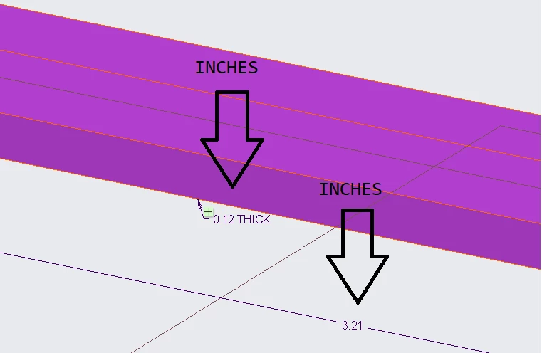 Model uses inches