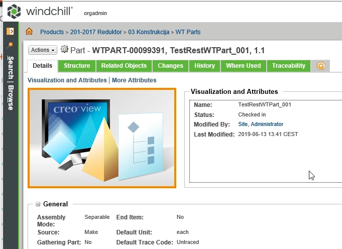 2019-06-14 13_40_06-Part - WTPART-00099391, TestRestWTPart_001, 1.1 - Internet Explorer.png