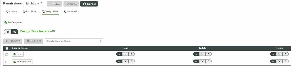 TestTemplate Permissions Designtime Instance