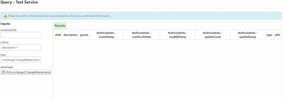 No rows are populated