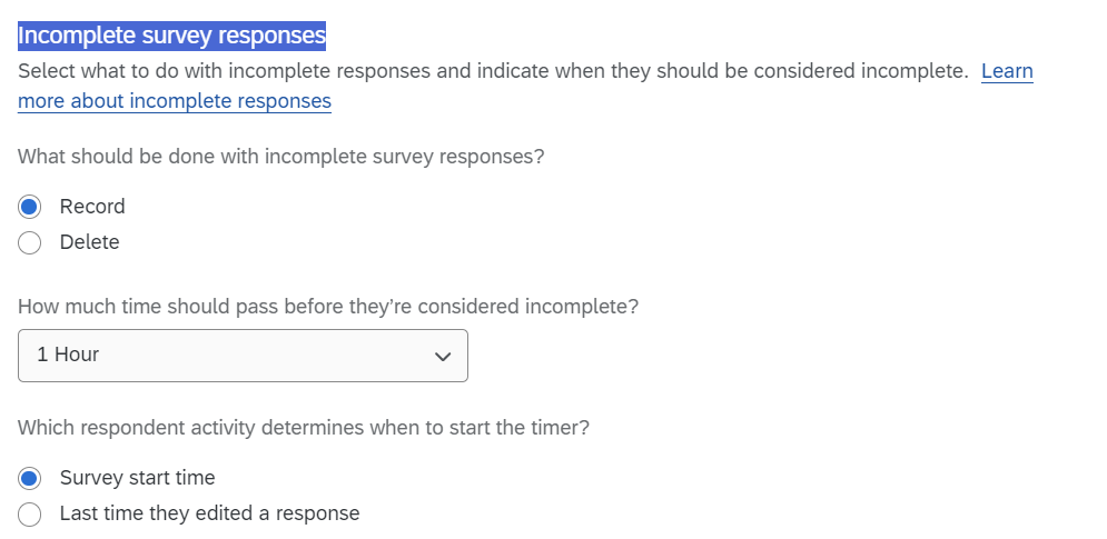 Incomplete Survey Responses