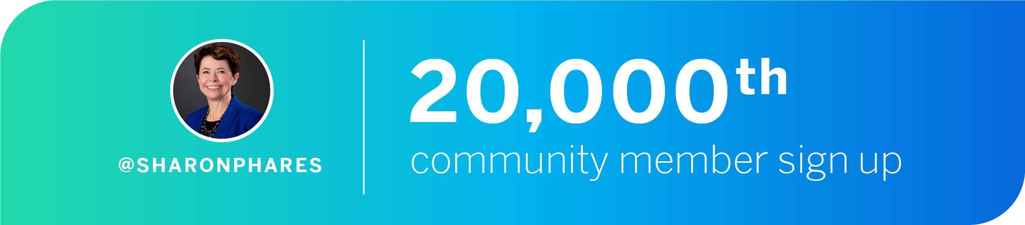 @Sharonphares, 20,000th community member sign up