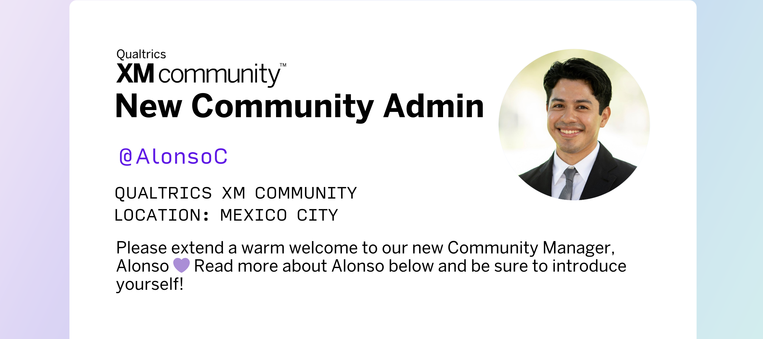 Introducing: Alonso, XM Community Manager