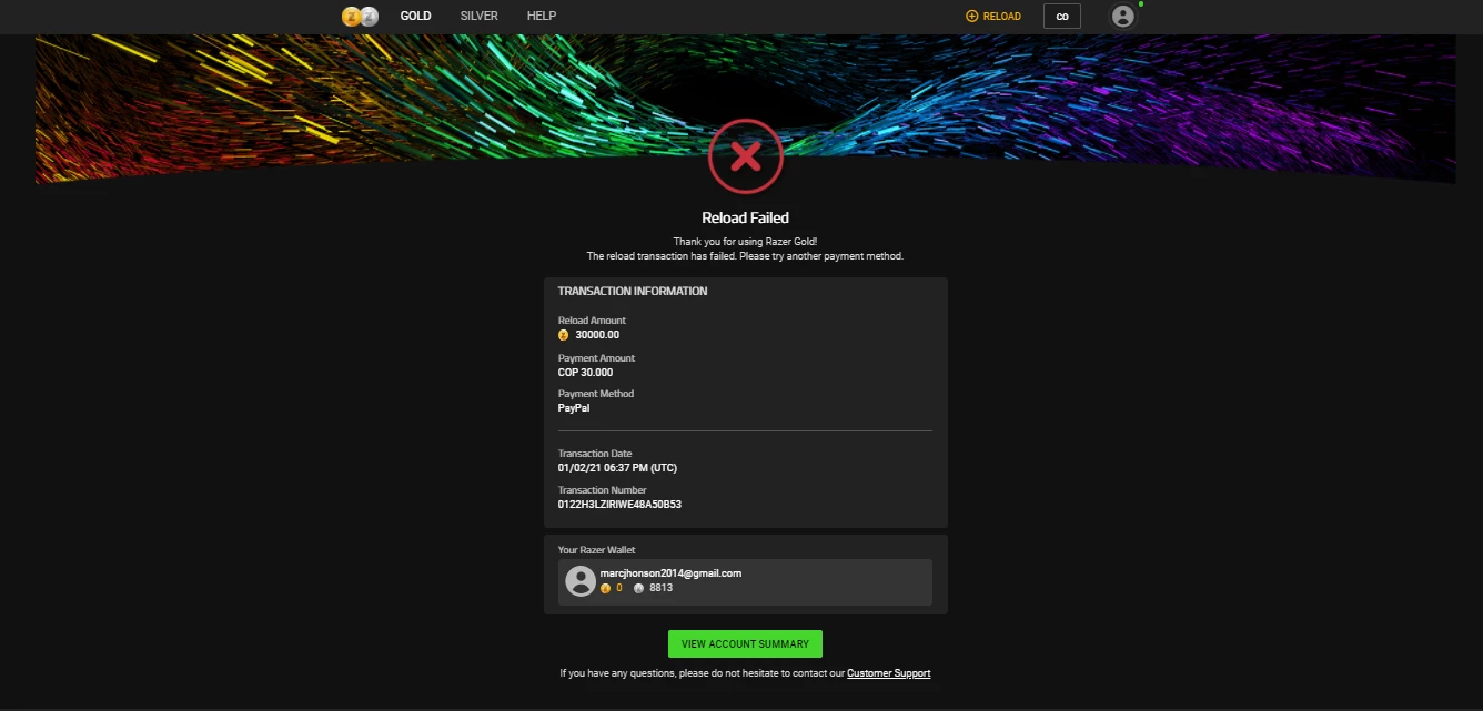 Reload Failed Razer Insider